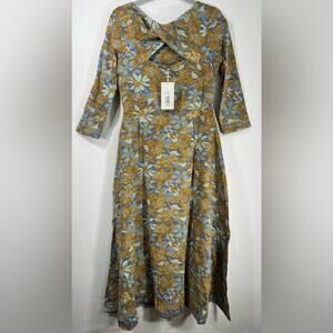 Pact Floral Midi Dress - Blue and Brown